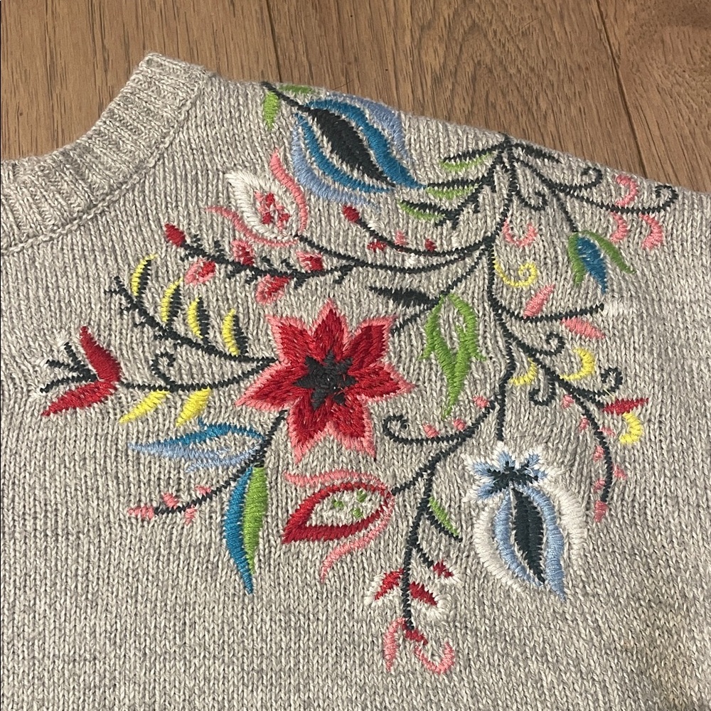 Embroidered Gray Sweater - Picture 2 of 6